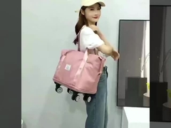 টেলিস্কোপিক হ্যান্ডেল বড় ধারণক্ষমতা ব্যাগ স্যুটকেস চাকা উপর শক প্রতিরোধী